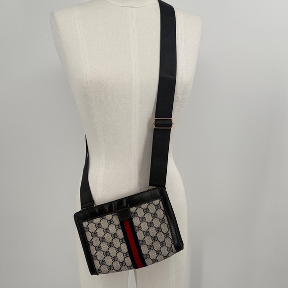 Gucci Parfums Crossbody Sherry Line Pouch Bag in Gray and Black - Picture 1 of 8